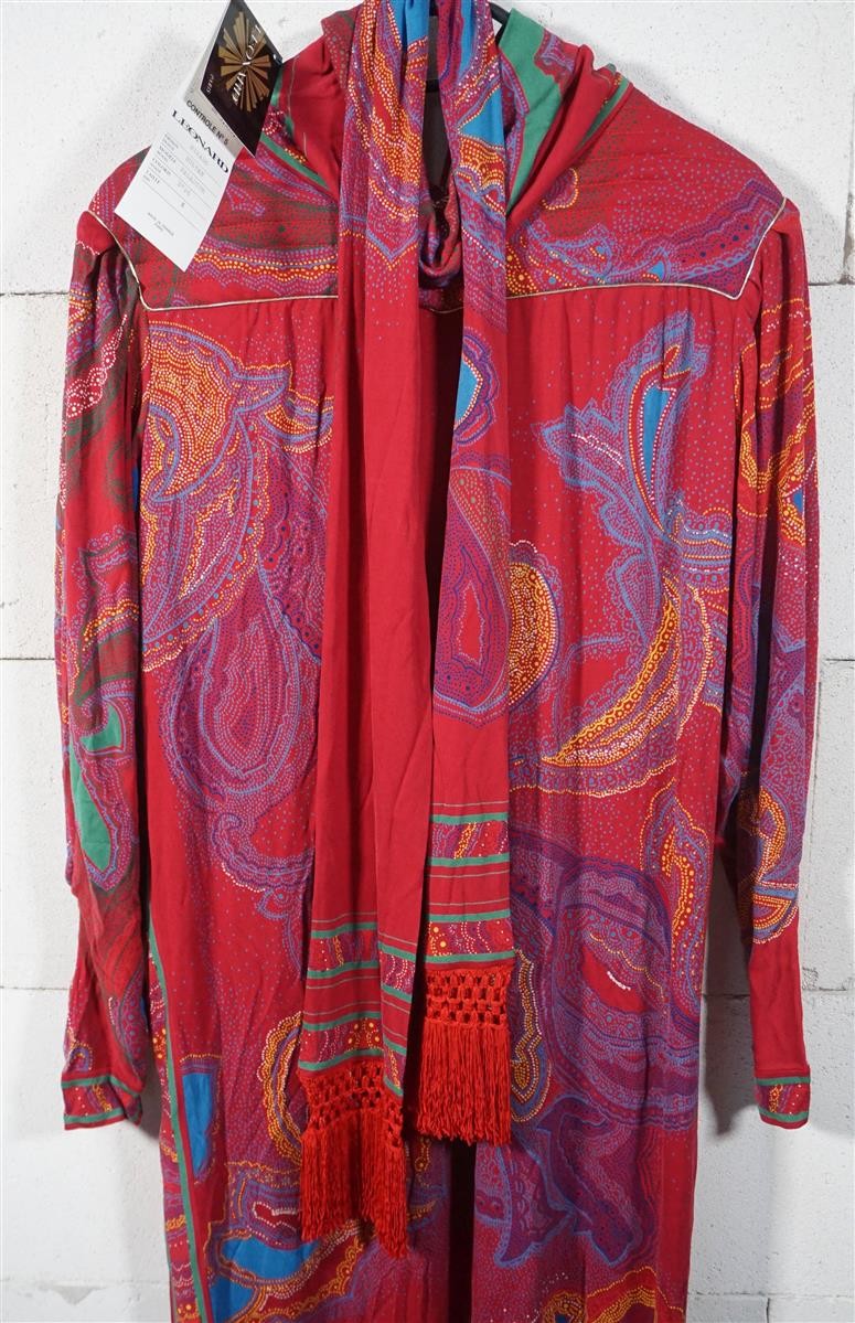 Leonard Fashion Paris Dress Maxi Dress Paladium Sultan 100% Silk Waist 4 42-44