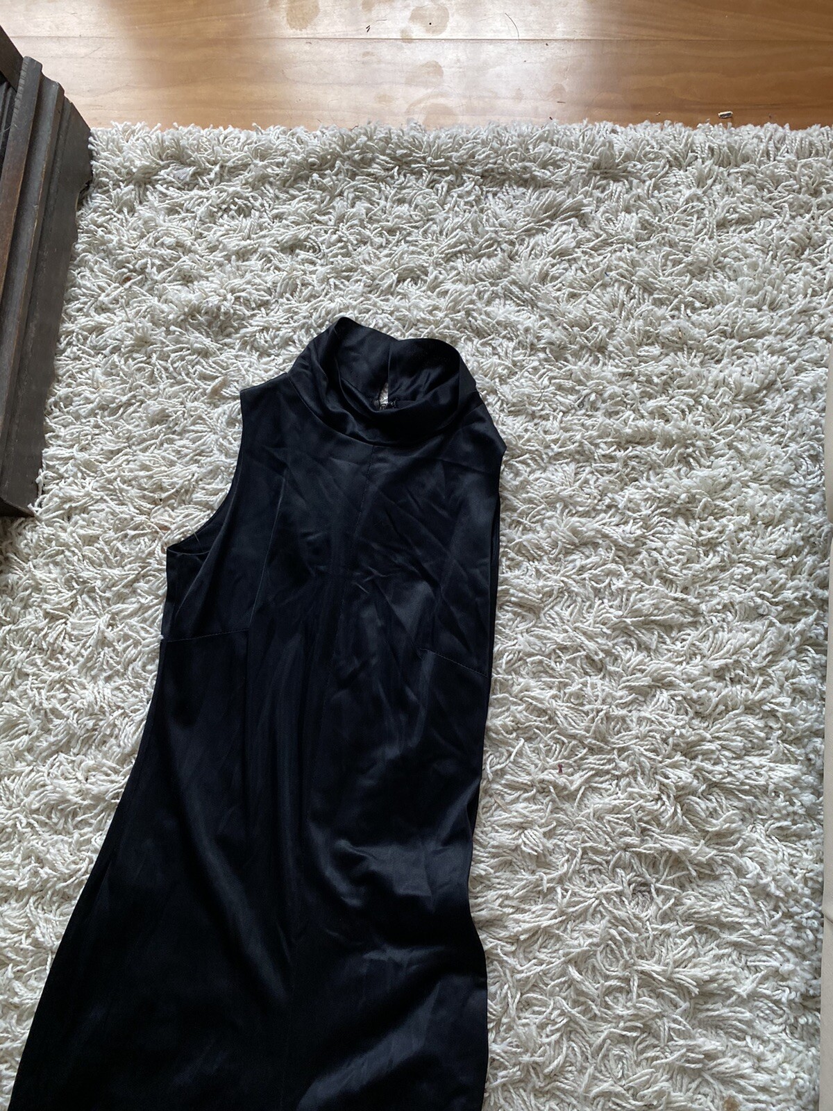 Vintage Arnel Jumpsuit Black Stretch Mock Neck Turtleneck 12 Miss Selfridge