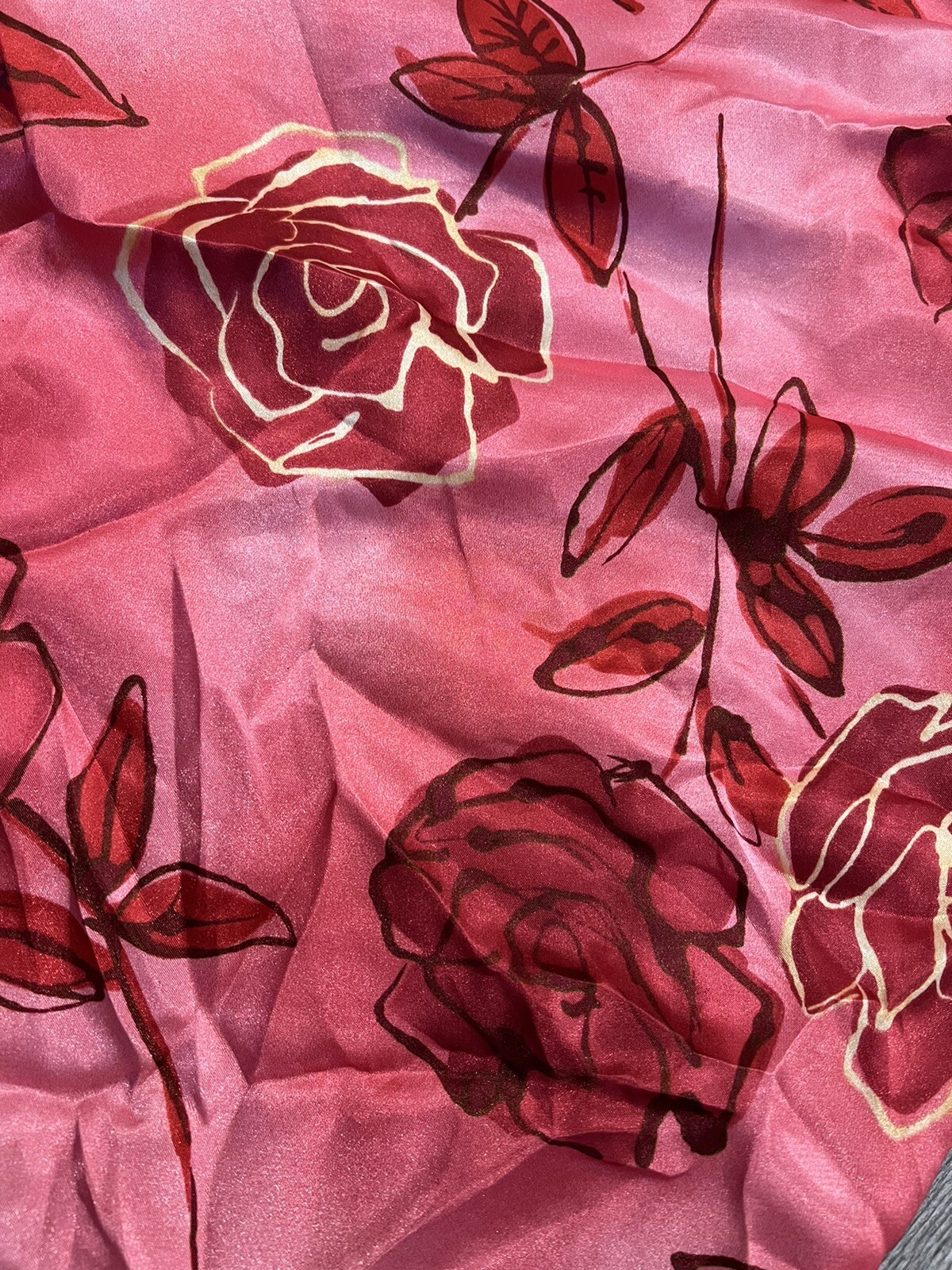 VTG80’s Alexandra Nicole Women’s Red Pink Roses Doubled Spaghetti Straps Slip M