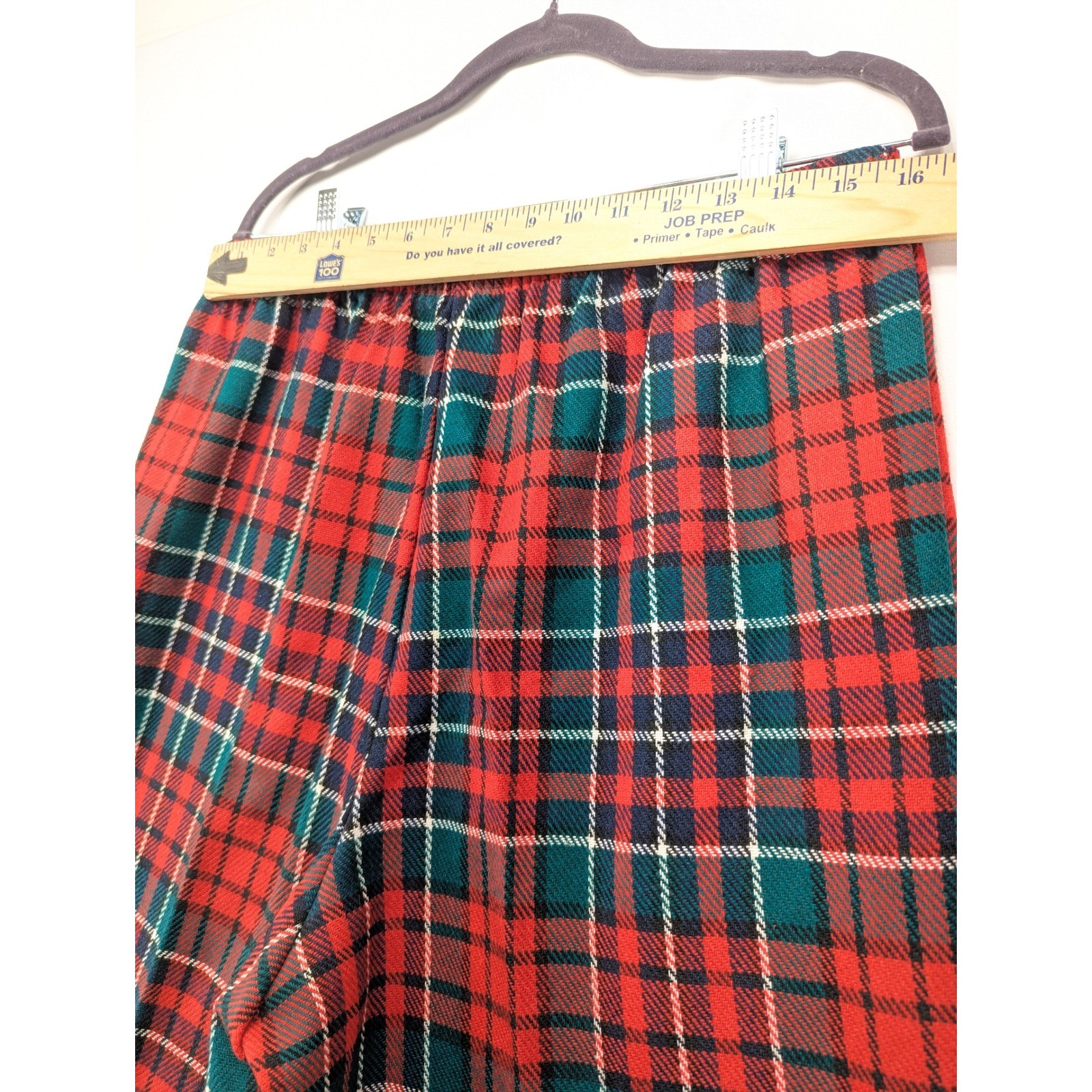 Vintage Blair Plaid Wool Blend Pants Red Green Tartan Elastic Waist Size 16
