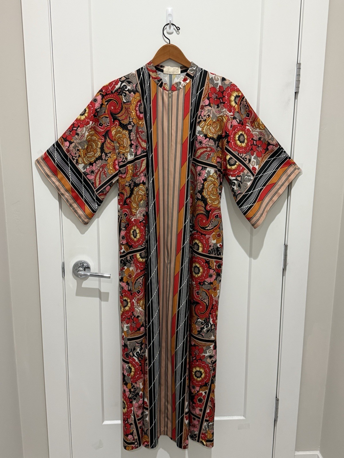 VTG 1950s Womens RHAPSODY by Glazier-Chicago Maxi Dress Robe Polyester Large