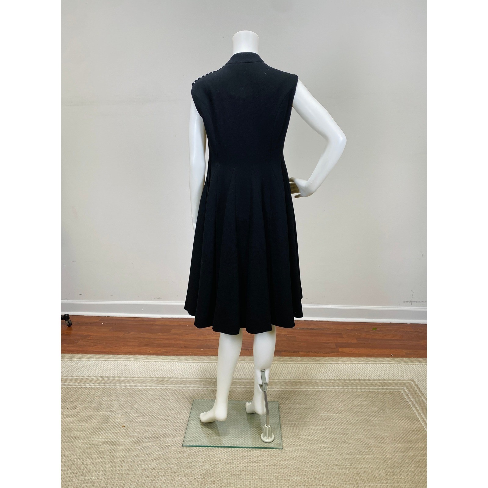 Vintage 1960s Norman Norell Dress Black A-Line Princess Seams Short Sleeve