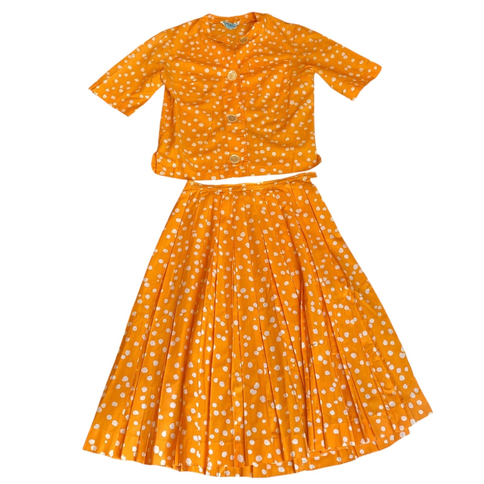 Vintage 60s 70s Catalina Sportswear Skirt & Top Set 9/10 Orange #249M