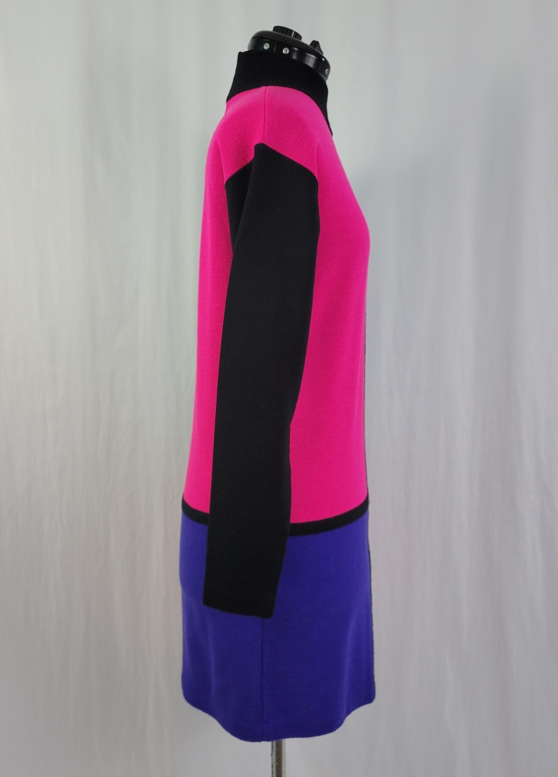 Vinatge Kathryn Conover Wool Blend Color Blocked Sweater Dress Size S