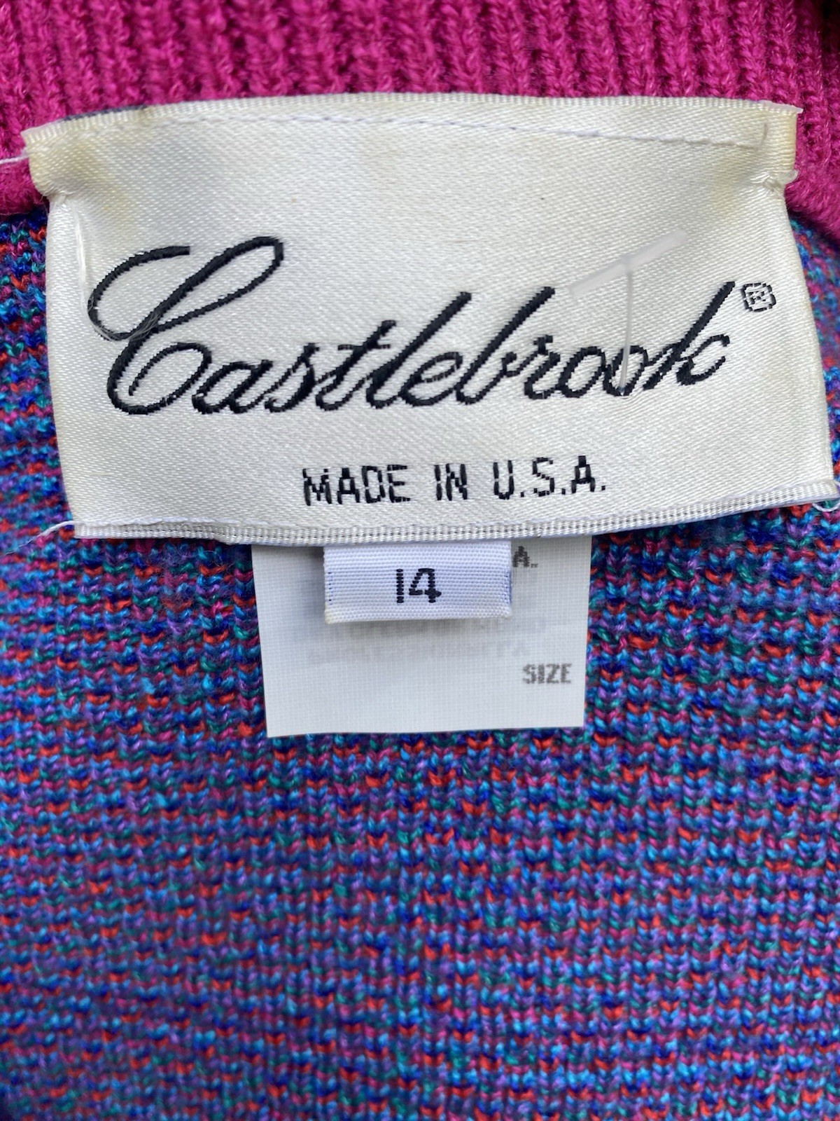 Vtg 80s Castlebrook Plaid Cardigan Sweater Size 14 Grandmacore Maximalism USA
