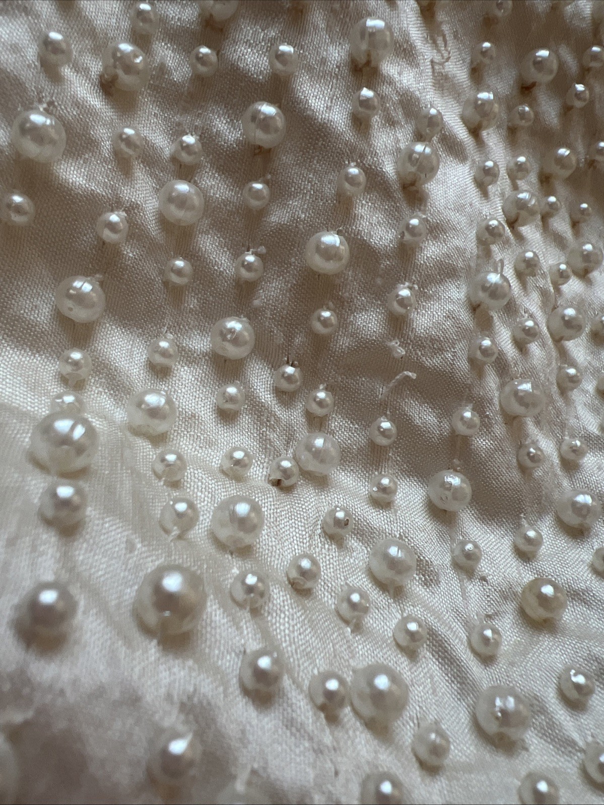 Vtg 90s Baracci Couture Pearl Embellished Rosette Silk Halter Mini Dress Wedding
