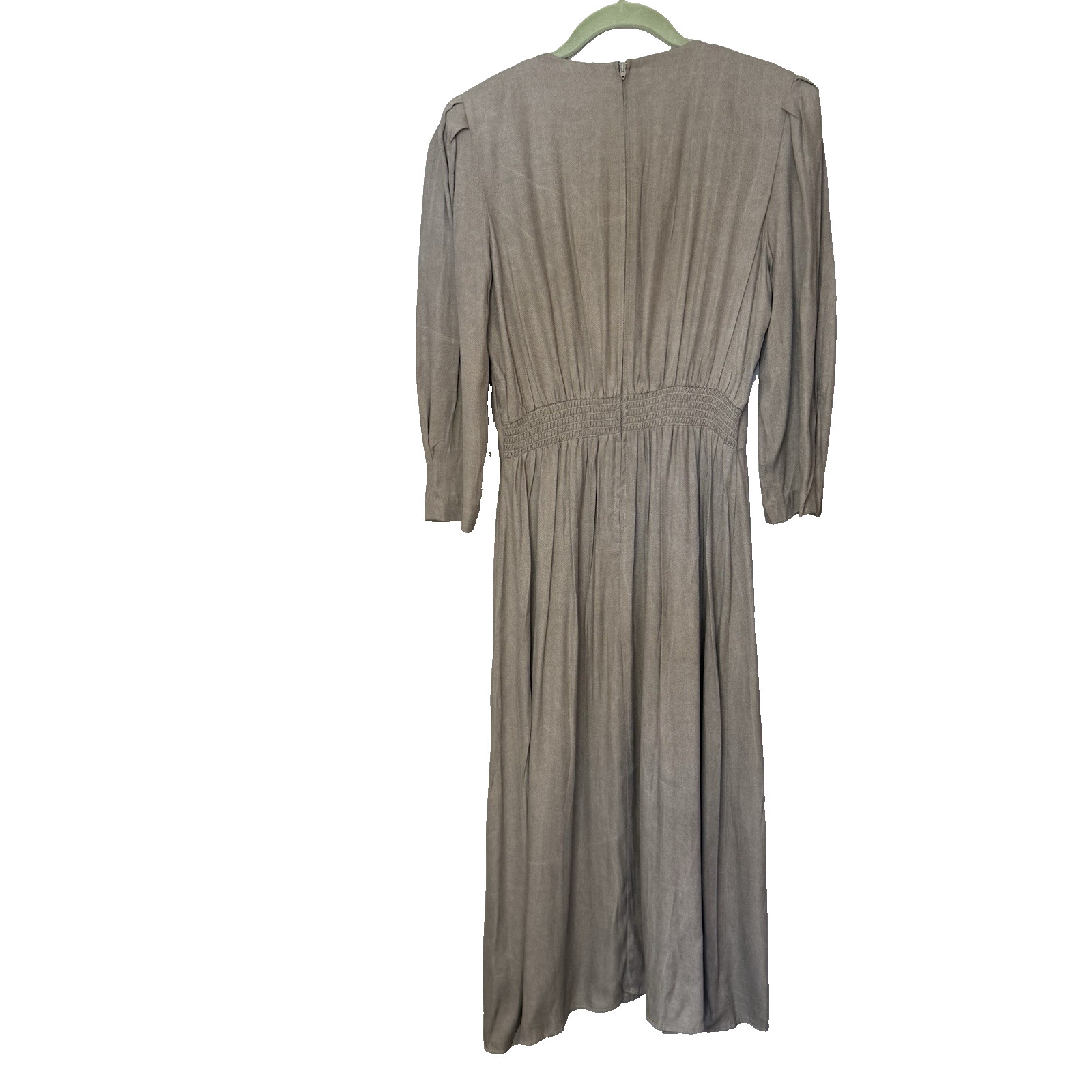 Vintage Pleated Dress Prairie Western Size 10 Taupe Tan S.L Fashions USA Made