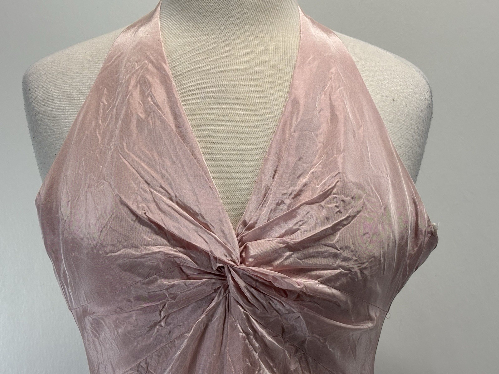 Vtg Cache Taffeta Halter Dress Sz 4 Twist Front 1995 Made USA READ Gown Y2K