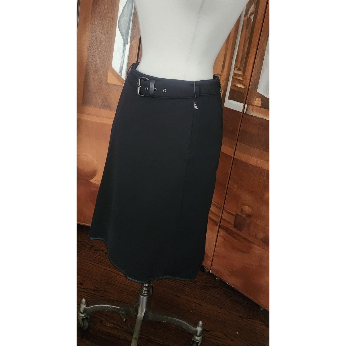 Vintage 1990s Prada Skirt Red Tab Linea Rossa Black A Line