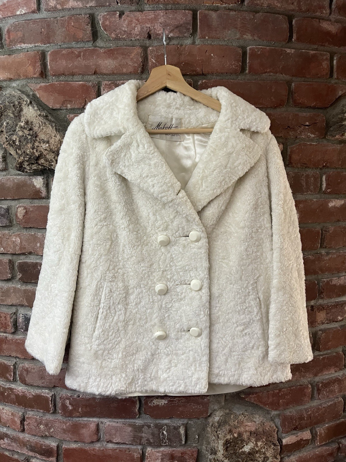 Vintage 60s 70s Makoff Russel Taylor Faux Fur Coat Light Distressed