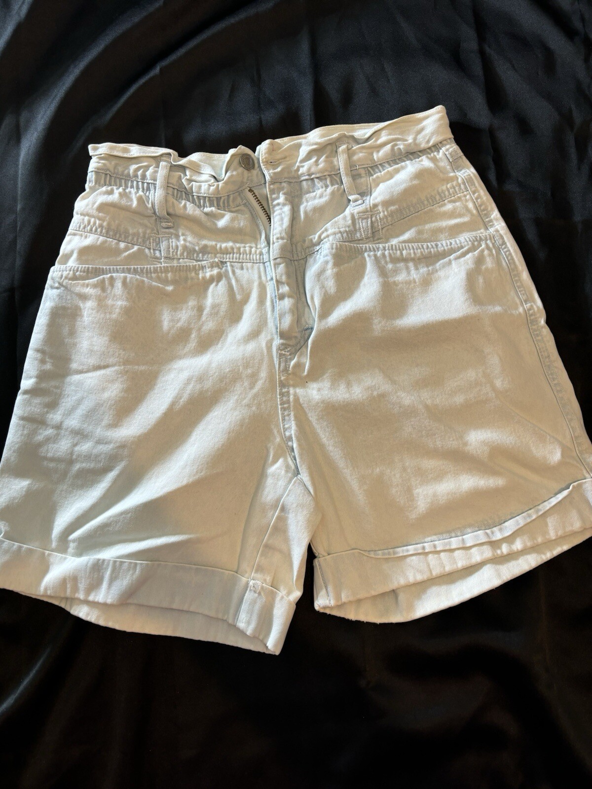 Vintage Jordache Jean High Waisted Shorts Size 11/12 White Paper bag waste
