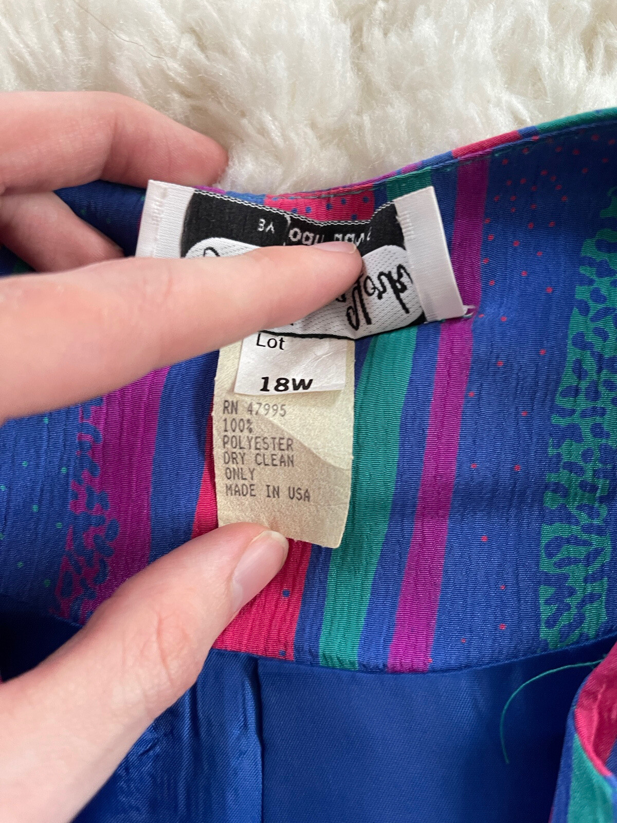 Vintage 80s Colorful Rainbow Women’s Jacket Jo Hanna York Polyester 18W