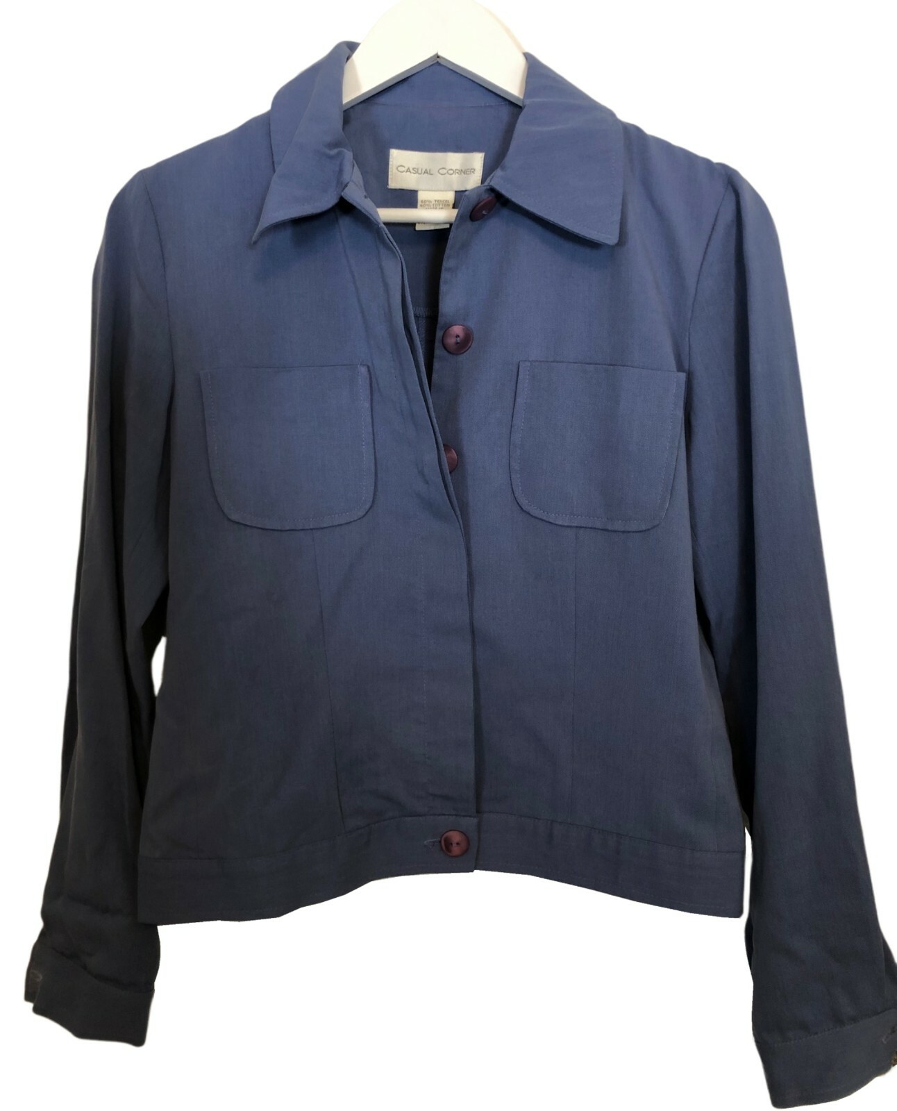 vtg Casual Corner Button Up Jacket Sz 6 Periwinkle Blue Casual Pcts 80s