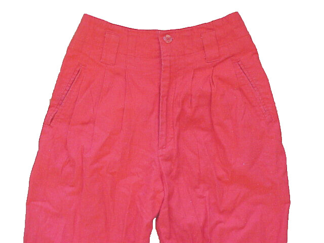 VTG 80s PLEASE THANK YOU brand Red 25″x27 High Waist Pleated Slacks Pants LINEN