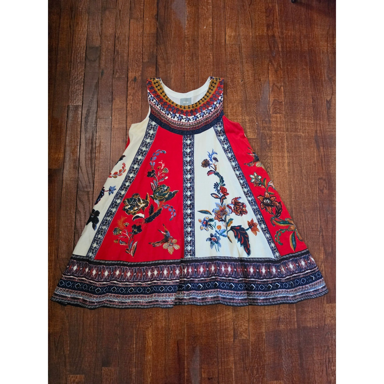 Maeve Anthro Cirque Swing Maximalist Extra Boho Festival Cotton Mini Dress sz S