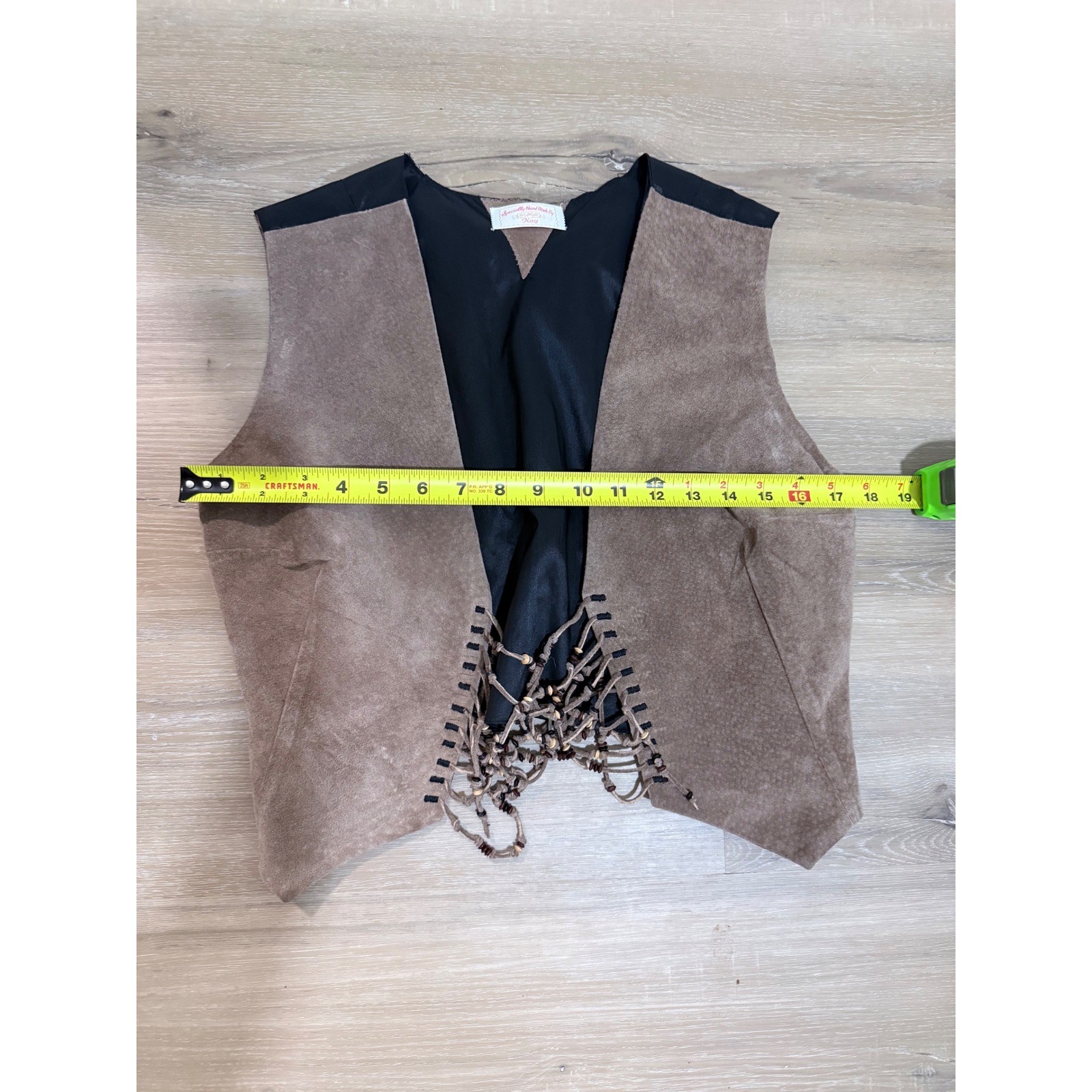 Handmade Suede Leather Vest Beaded Fringe | Western Boho Festival Vintage