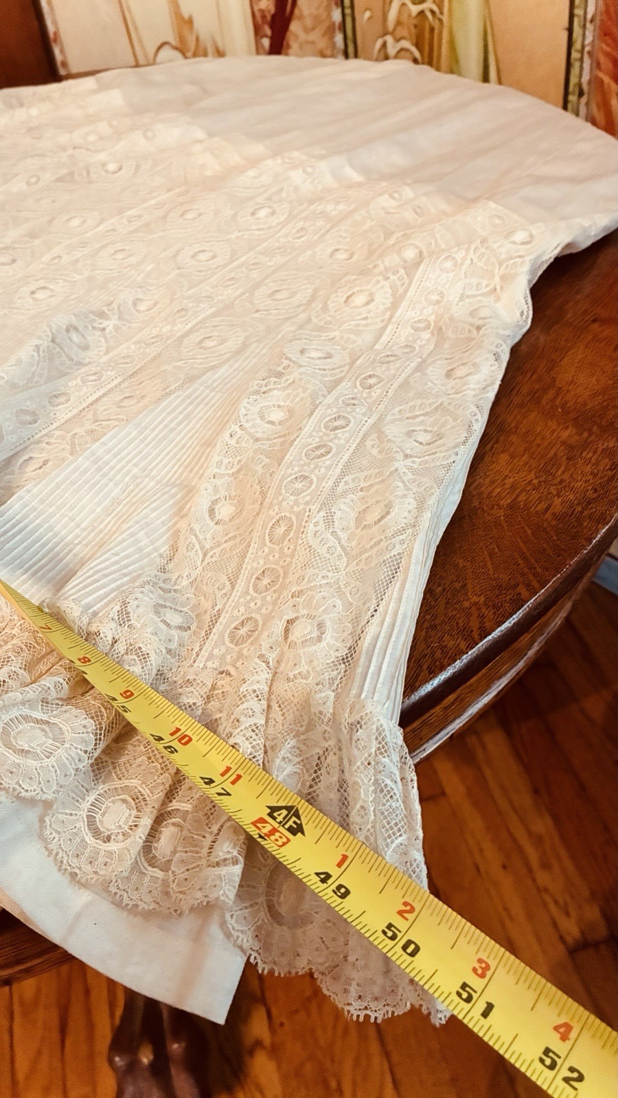 Edwardian White Cotton Petticoat Spider Medallion Brussels Lace Eyelet Ladders