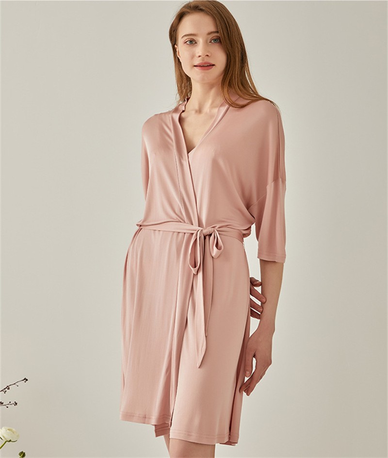 100silk Pajamas Women’s Thin Nightgown V-neck Tie Loungewear Nightdress Bathrobe