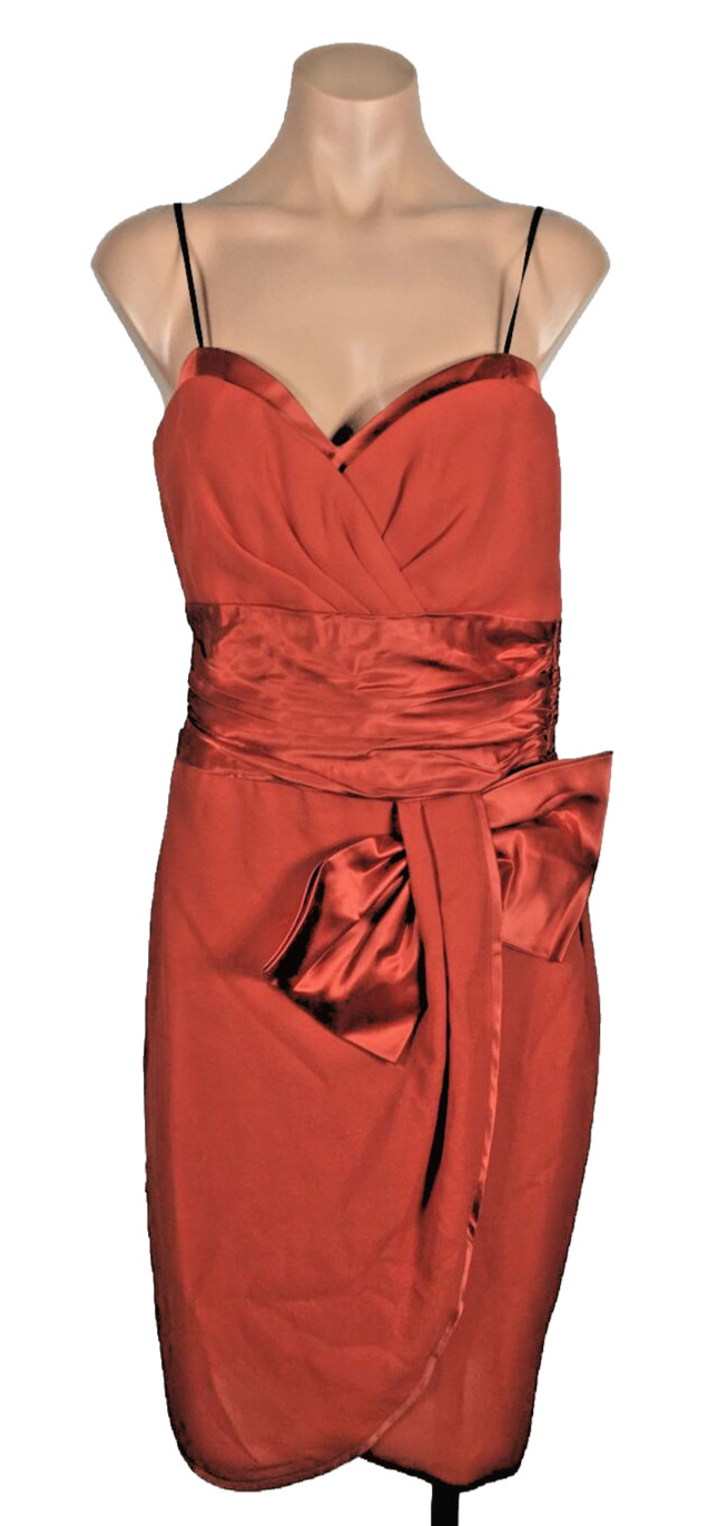 Vtg 80s Womens Prom Dress Formal Red Wrap Sweetheart Satin Darcy Sexy Union Made