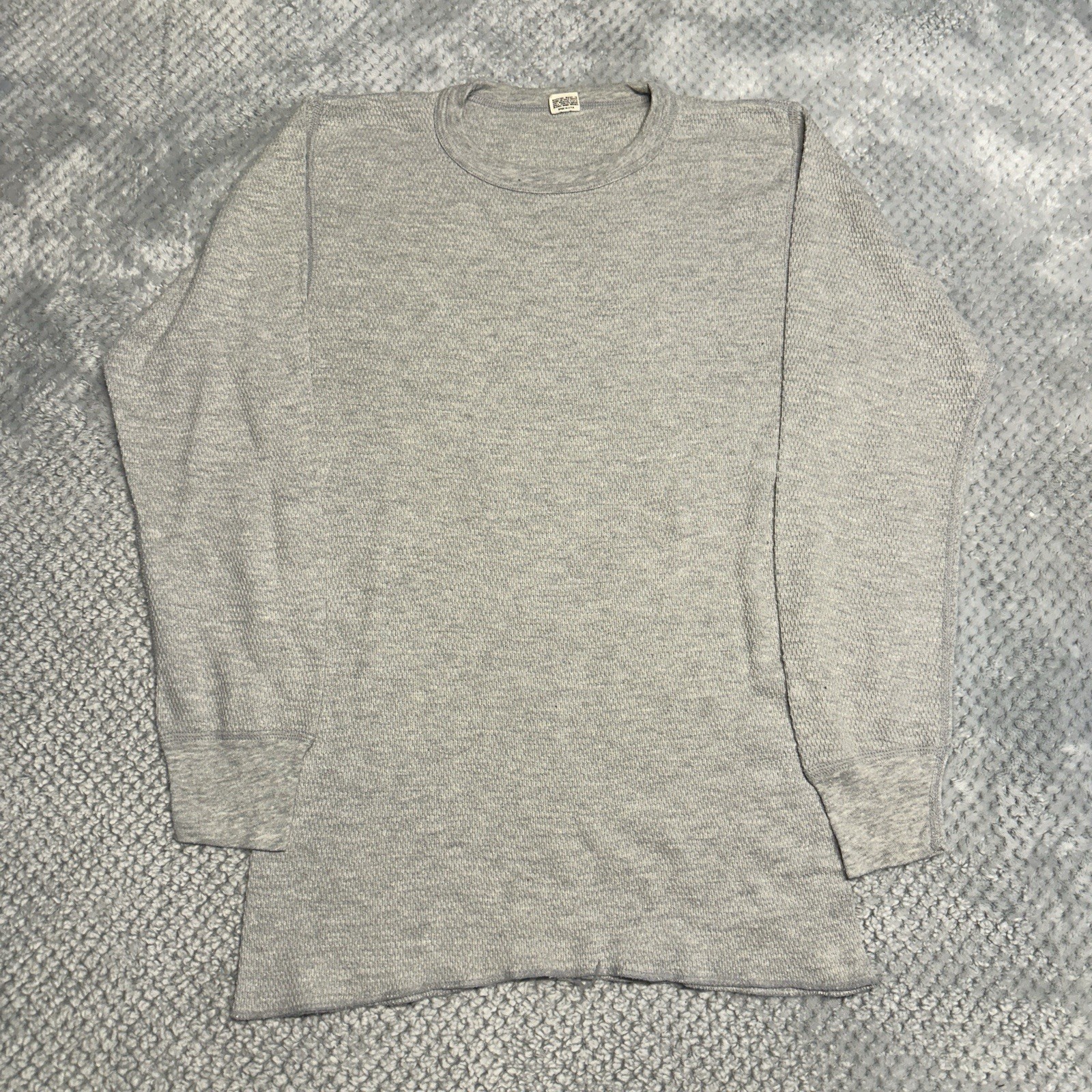 ⁠Vtg 70s Hanes Waffle Knit Thermal Shirt Women’s XL USA Made Gray Base Layer