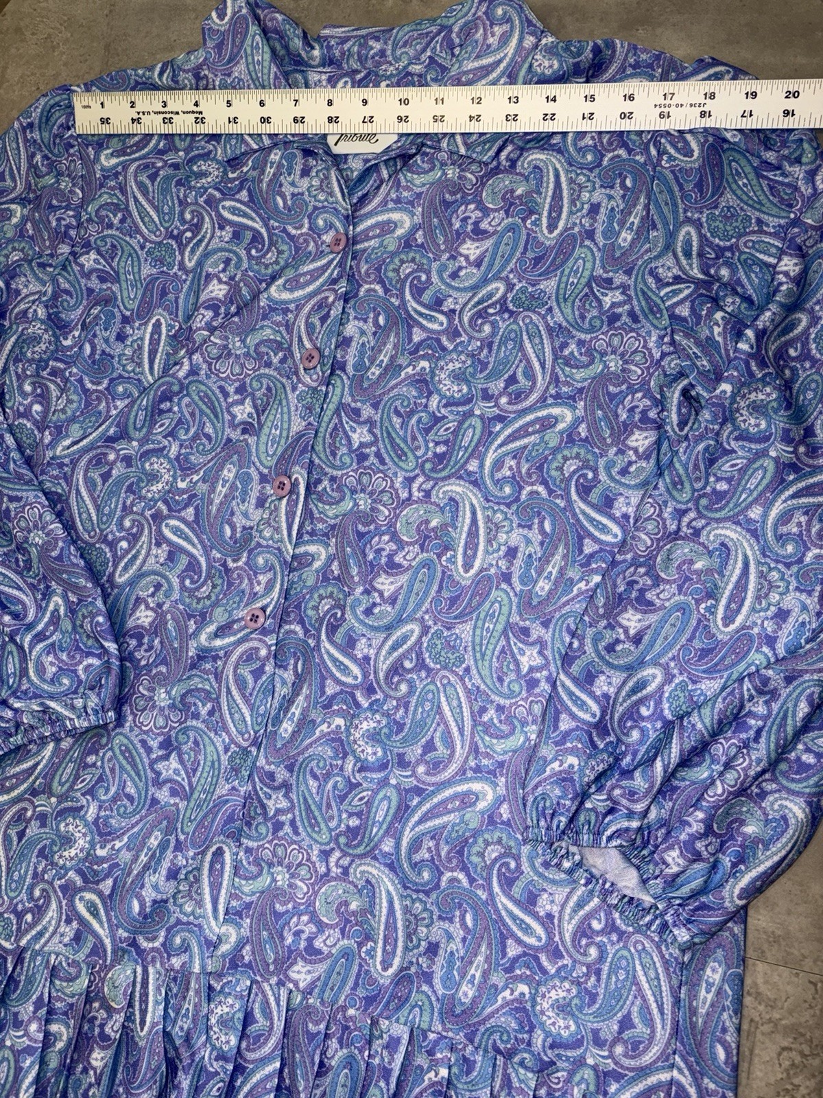 Vintage 70s Tribute Mod Paisley Purple Dress XL 16/18 #0250 PLEASE READ
