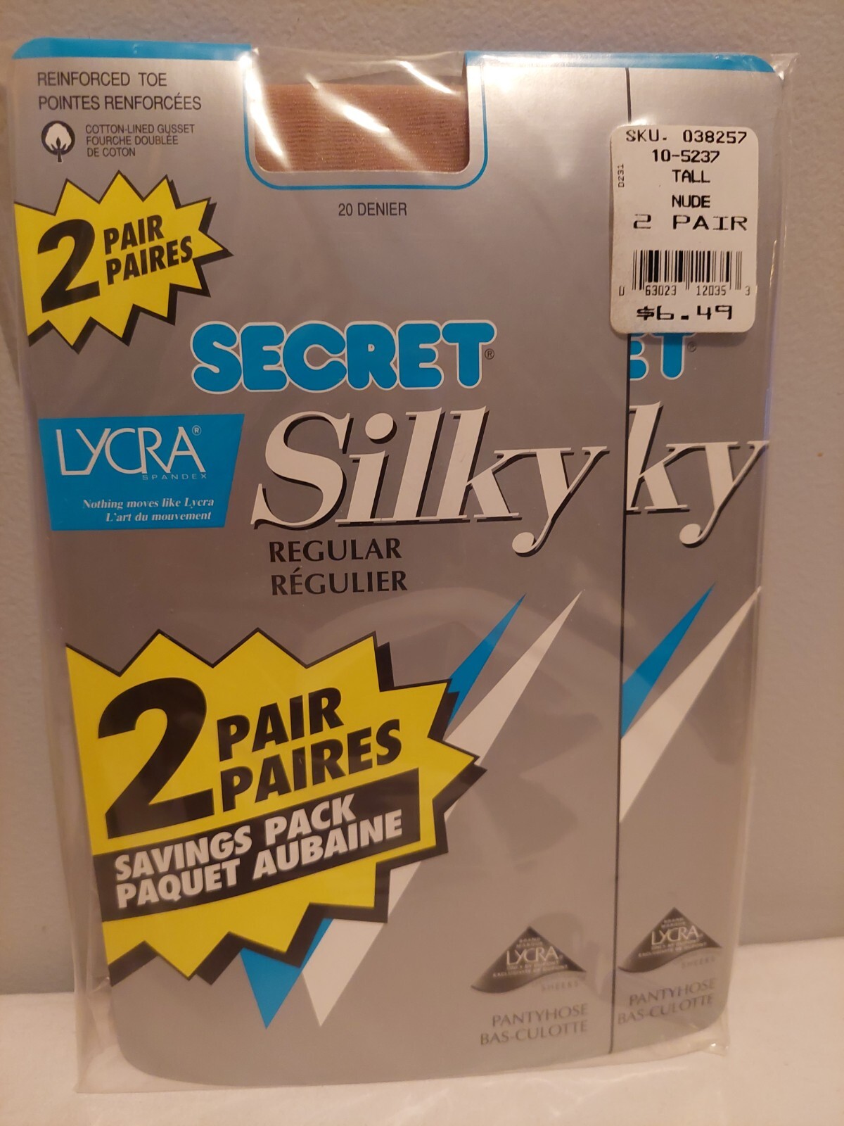 Vintage Pantyhose Secret Regular 2 Pairs Color Nude Tall BWHIS2