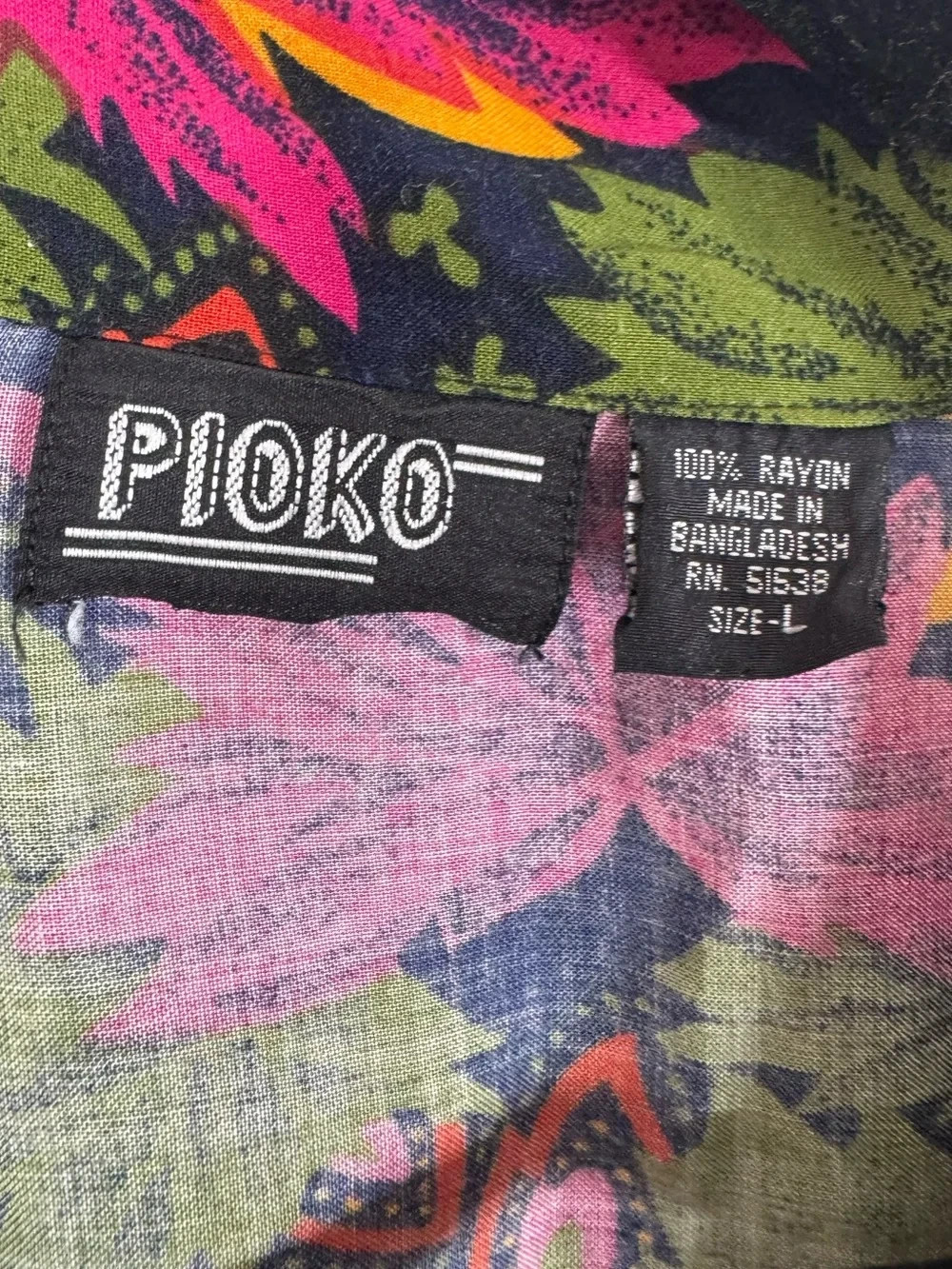 PIOKO Blazer Size L Vintage Bold Leaf Print Unstructured Single Button Boyfriend