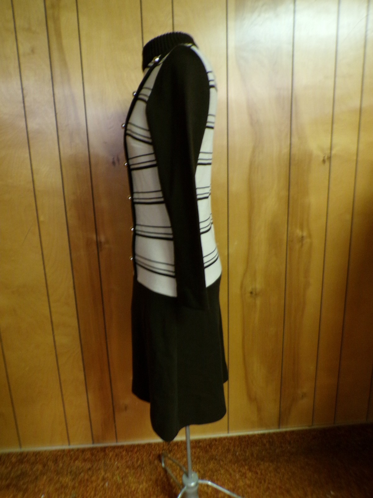 Vintage BLEEKER STREET Brown Cream PolyCotton Dress Waist 33″
