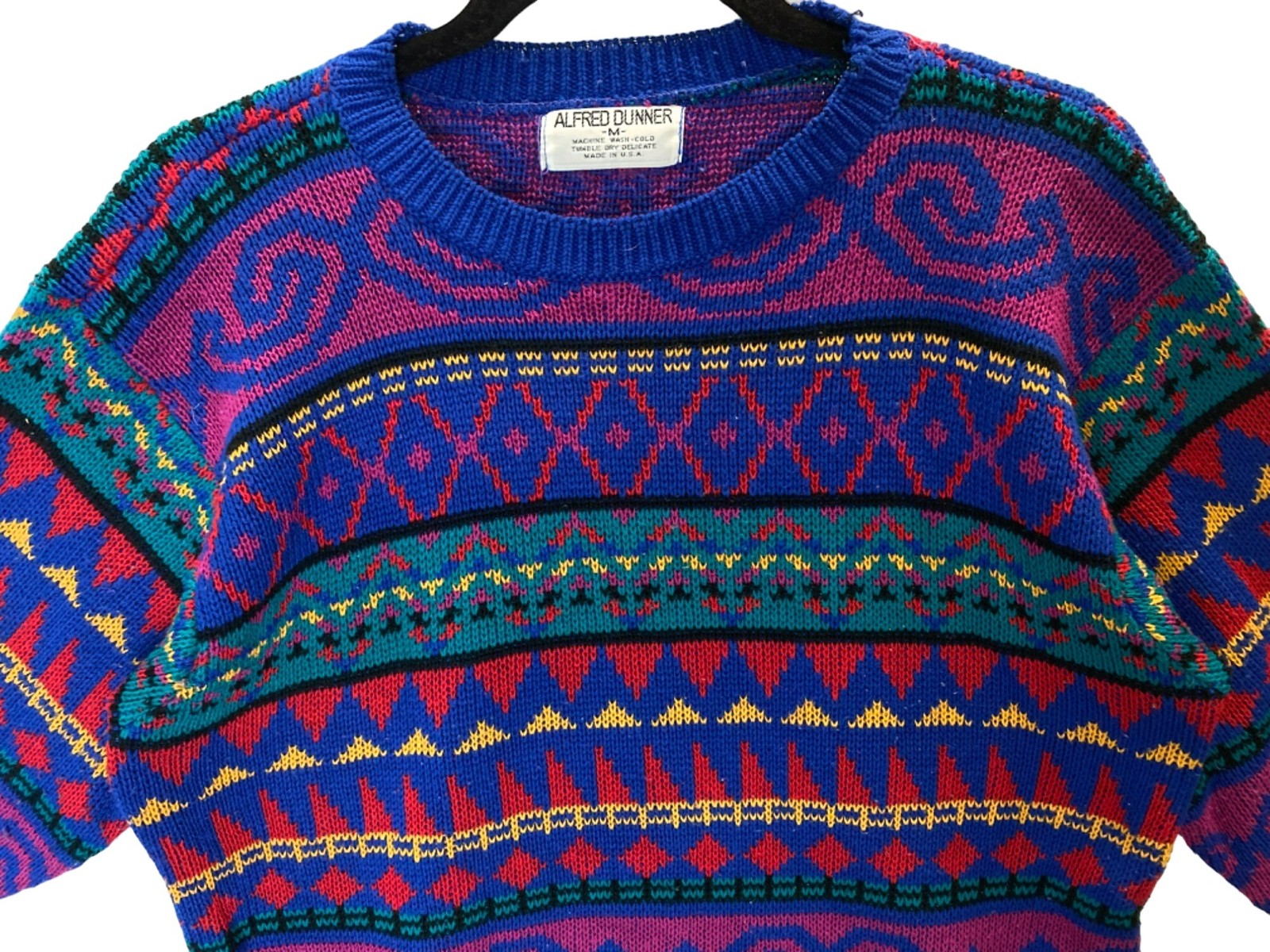 Vintage Coogi Style Geometric Memphis 80s Hip Hop Womens Alfred Dunner Sweater