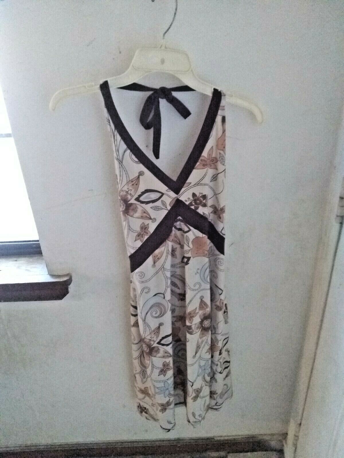 Vintage Rare 1970’s Rag Misses Size Medium Polyester Blend Beige Floral Sundress