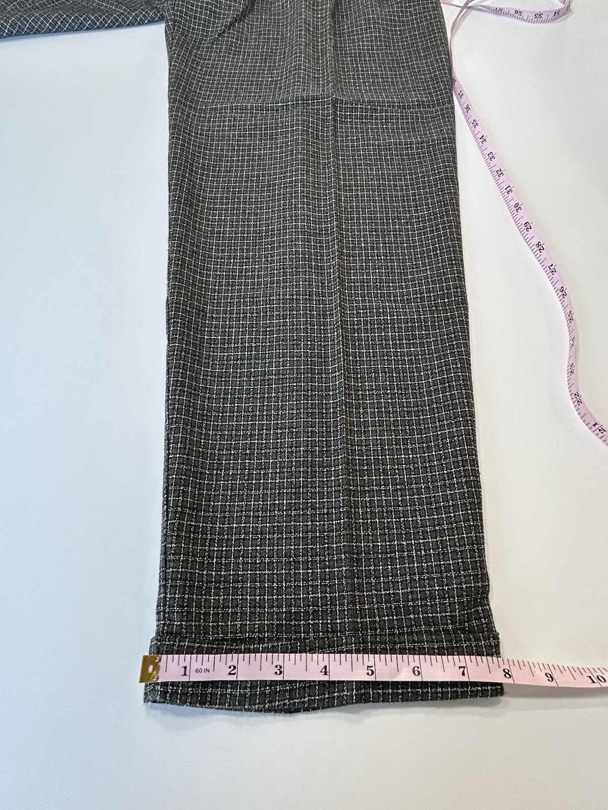 NOS VTG Grey Plaid Check High Waist Baggy Pleats Annie Hall Keaton Pants 28×28.5
