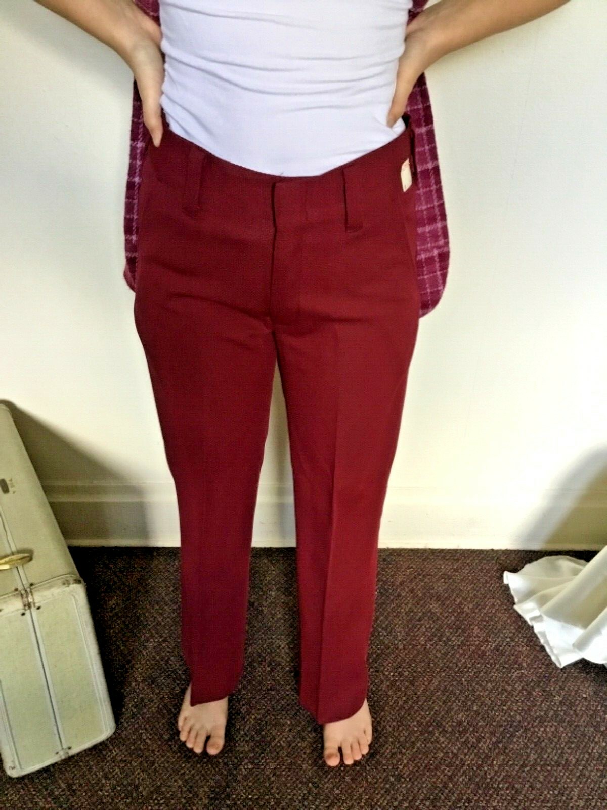 70’s Vintage Maroon Hippie Wide Leg Bell Bottom Pants „NWT”