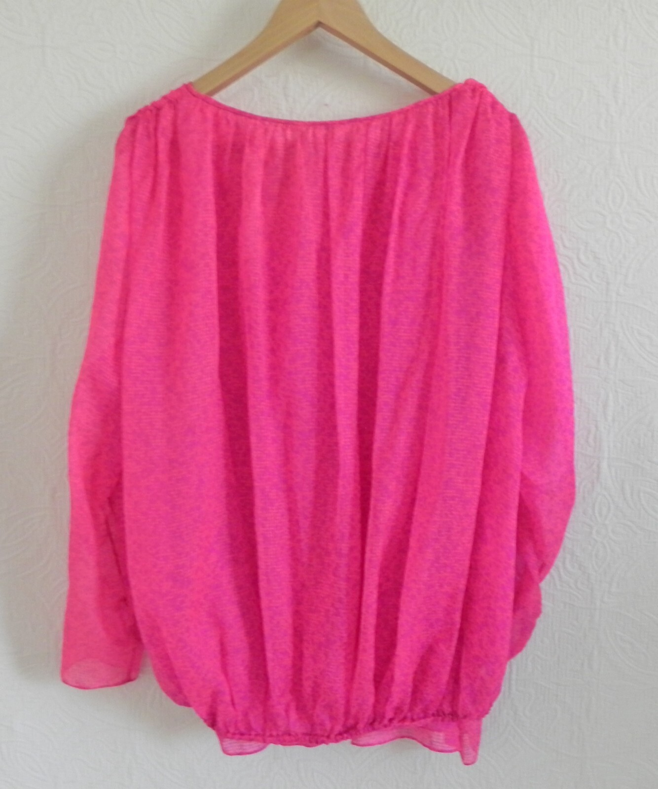 Carolyne Roehm 2 PC Silk Chiffon Tunic Top/Maxi Skirt Neon Fuchsia/Purple Size S