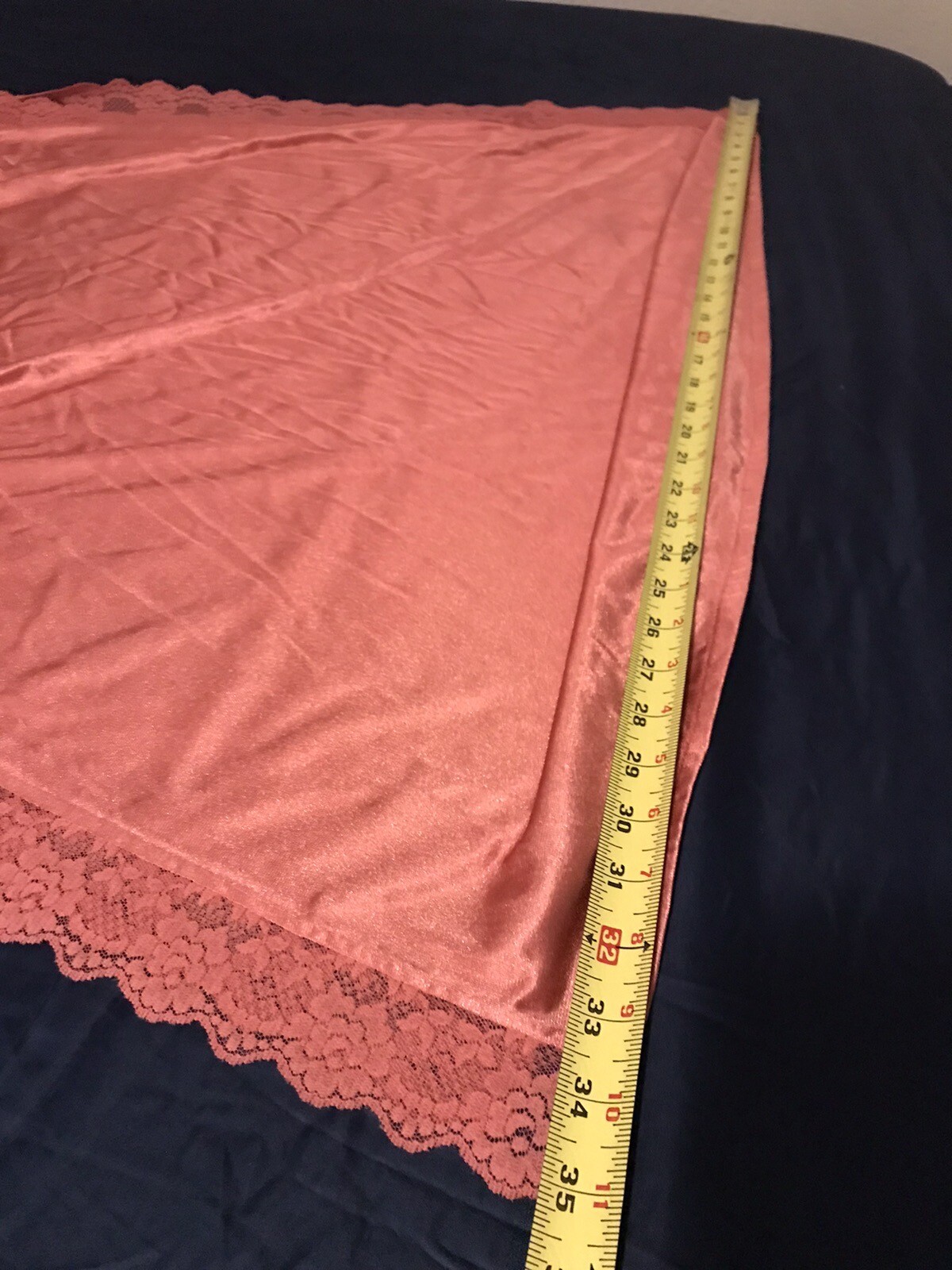 Vtg M Tall Lady Cameo Salmon Soft Nylon Nightgown Negligee Gown Lace