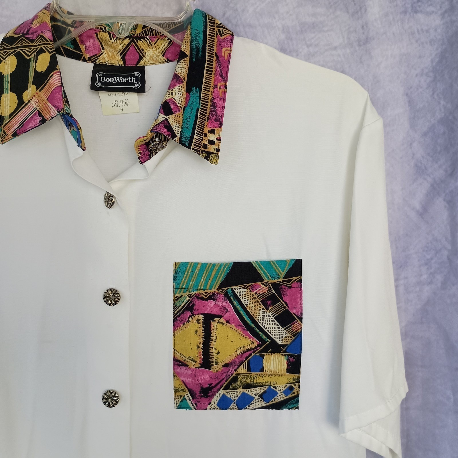 Vintage 90s BonWorth Matching Two Piece Abstract Print Shirt Pants Set
