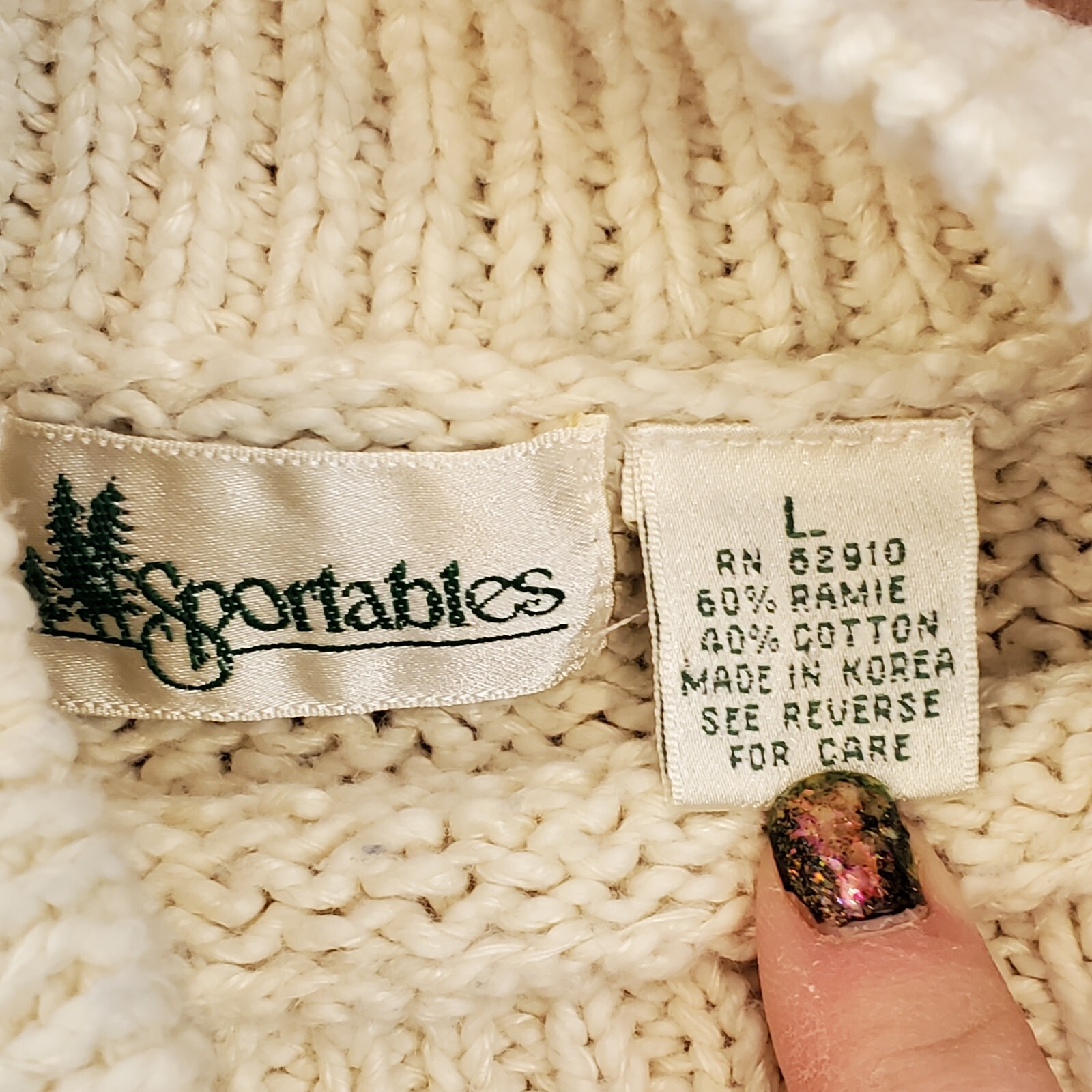 Mockneck Southwest Aztec Sweater Cream VTG 90s S/M Chunky Western Earth Tones