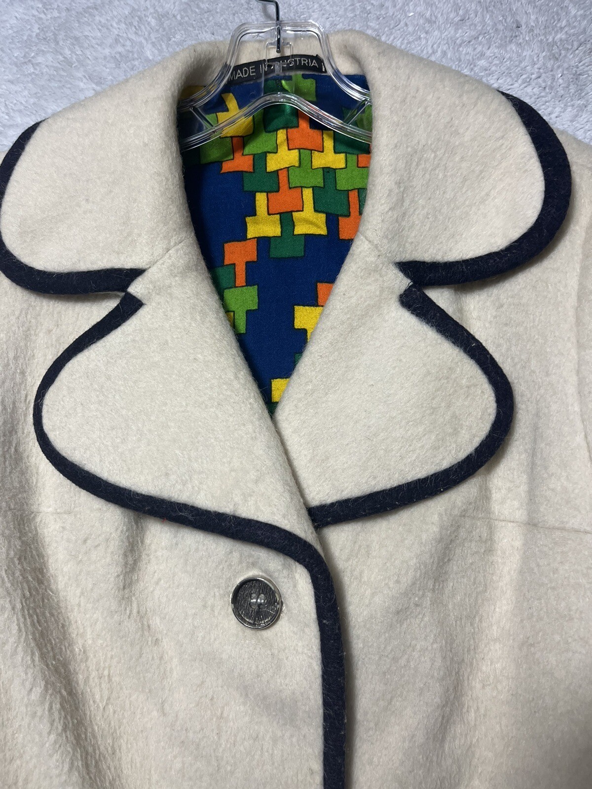 Vintage Pristine Lodenfrey 1842 Ivory Wool Outdoor Peacoat Australia Size 14.