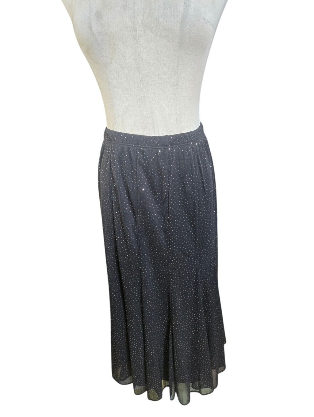 Onyx Nite Vintage Black Sparkle Midi Skirt