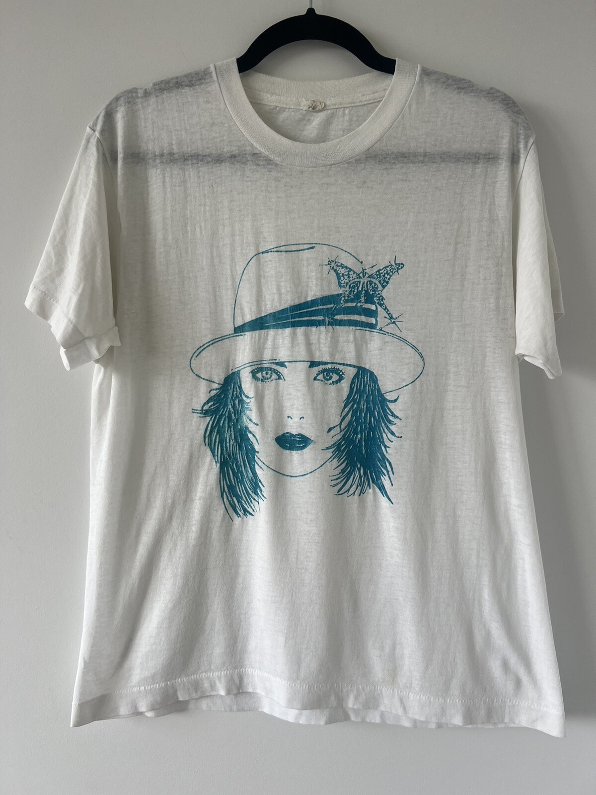 VINTAGE 80s Soft Thin Edgy Glamour Girl New Wave T-shirt – Unisex White