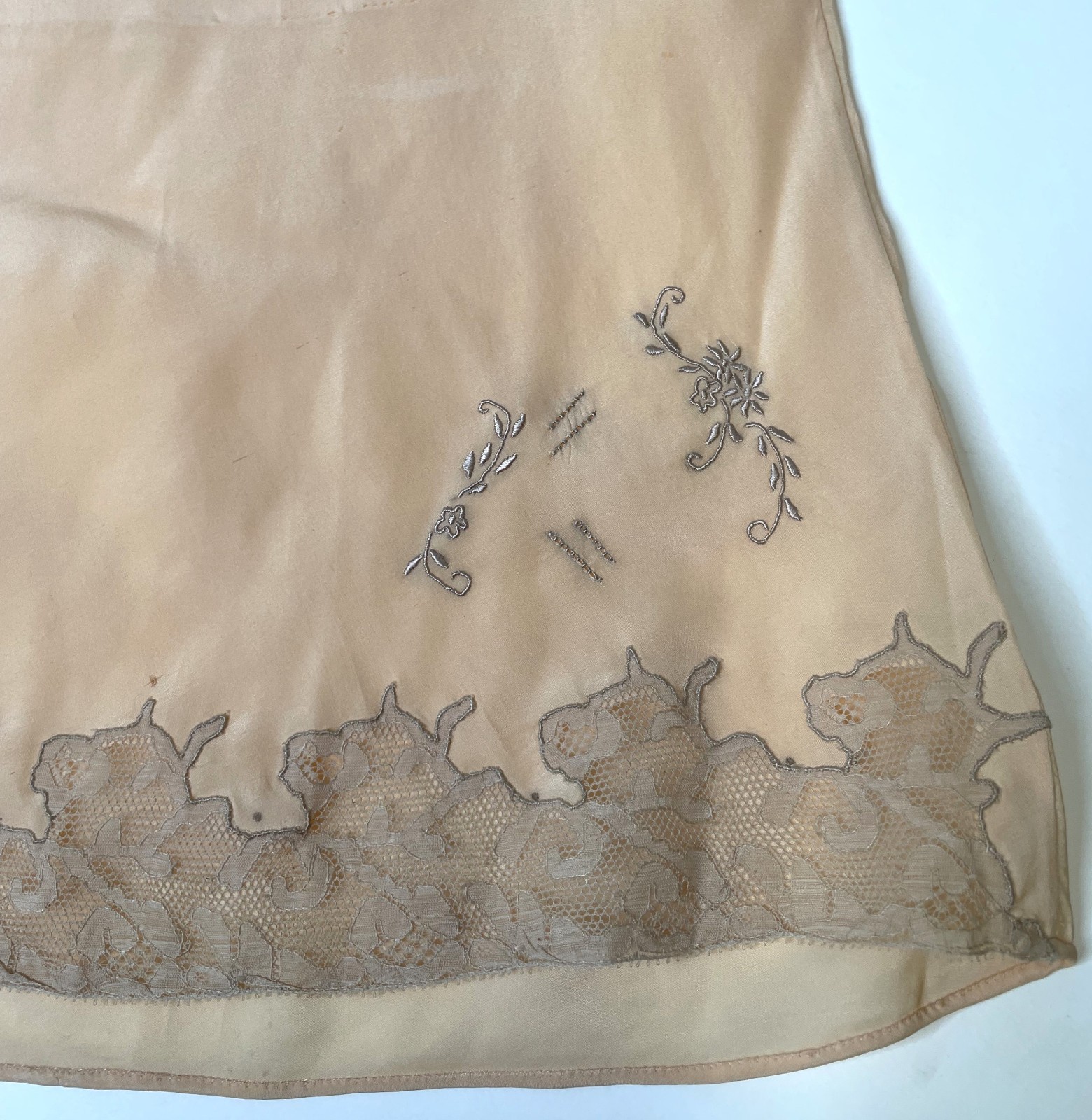 Antique 20s Pink Peach Silk Panties S M NOS Button Side Tap Pants Lace Embr
