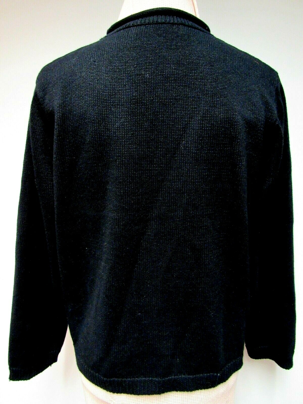 VTG MARISA CHRISTINA Knit Sweater Top Embroidery Leaf Acorn Black Wine PM EVC