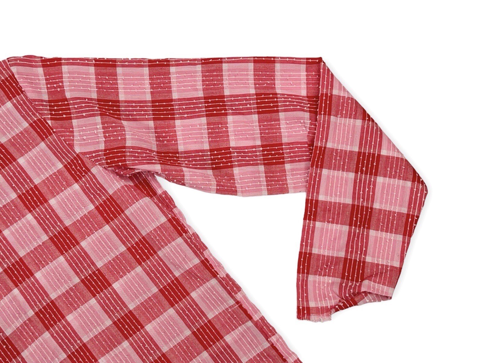 VINTAGE 50S RED PLAID SWISS DOT BLOUSE SIZE 14 NEW FASHION CREATION ROCKABILLY