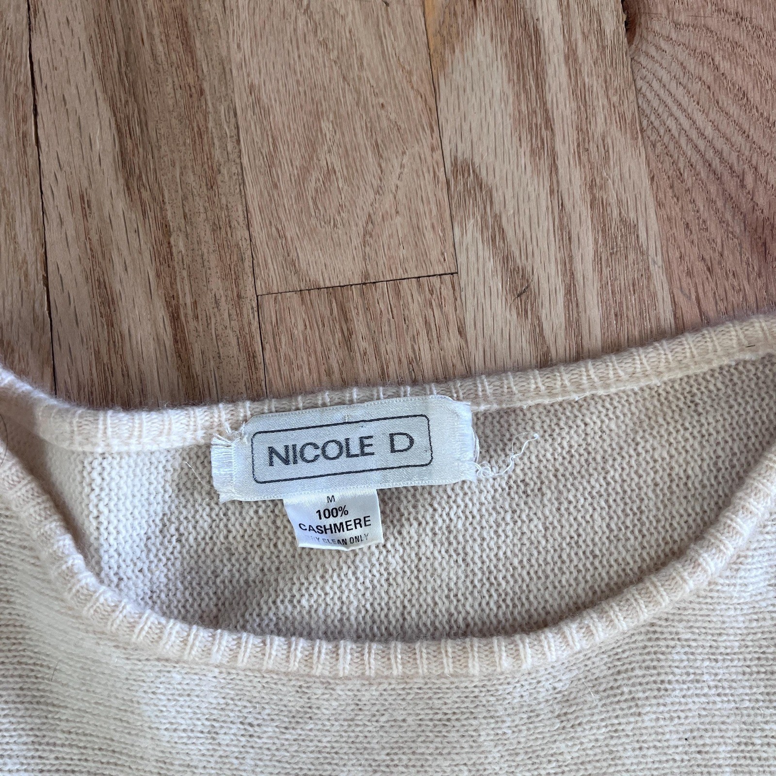 Vintage 90s Cashmere Blend Oversized Floral Sweater Cream Neutral Cottagecore M