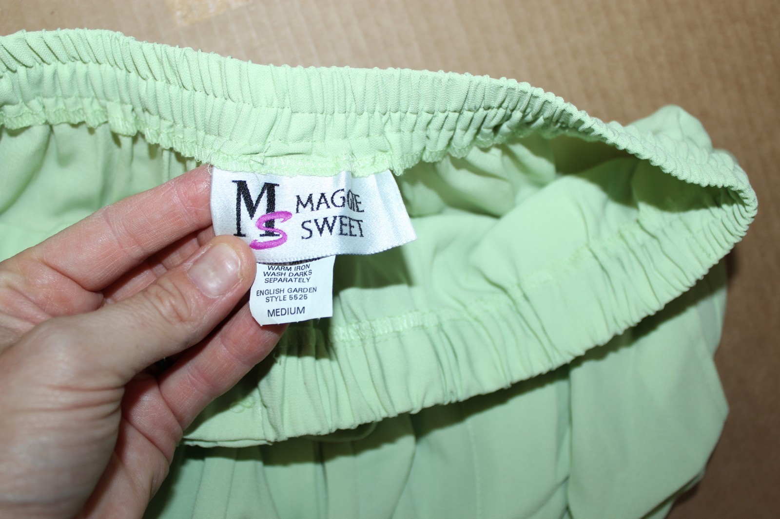 (2)Vintage 90s Granny Skirt Outfit Maggie Sweet Sz S/M Shirt Green Summer Church