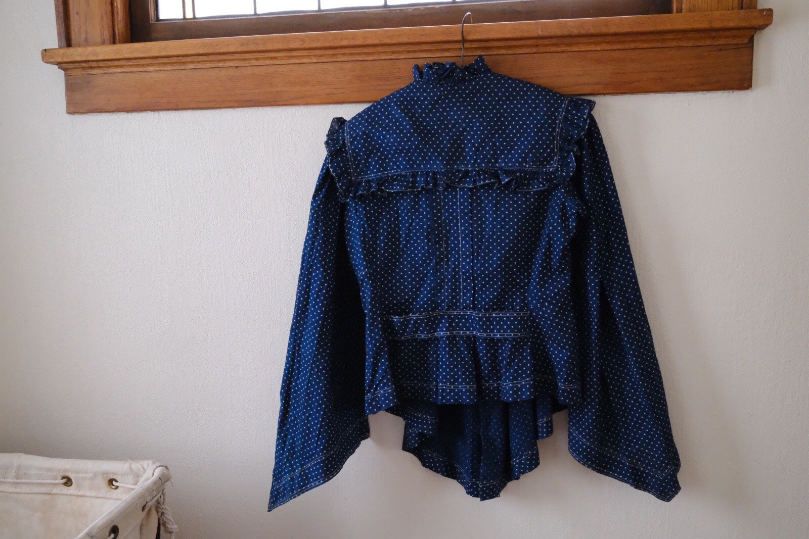 Extremely Rare Blue Indigo Calico Antique Blouse, Possible Maternity Cut