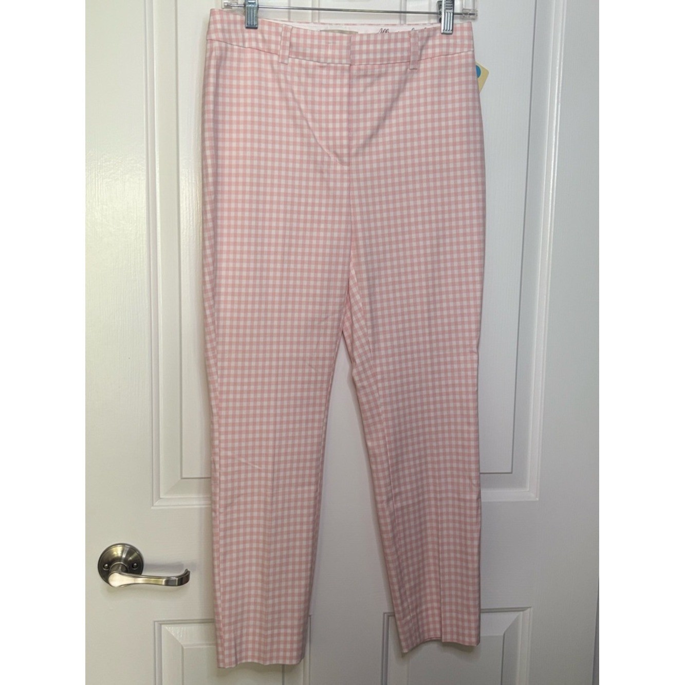 NWT VIA MASINI Women’s Pink Gingham Stretch Pants -Italian 40