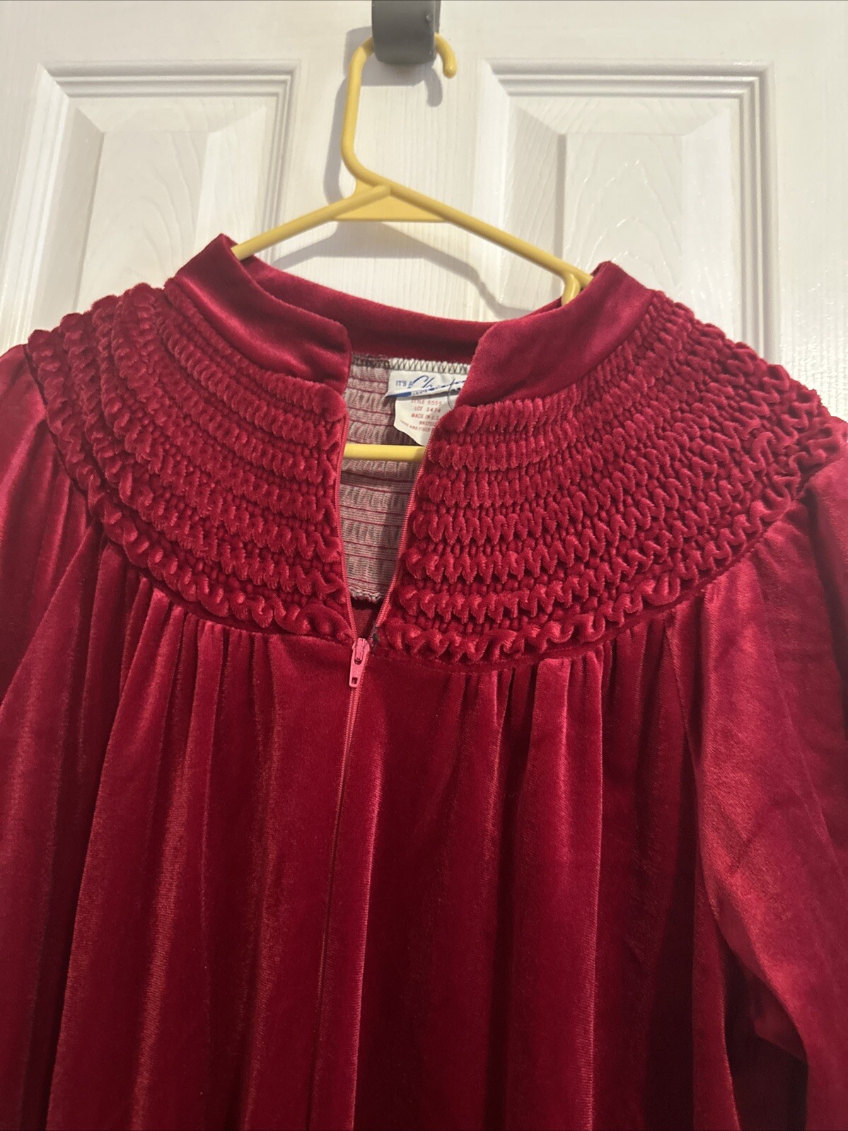 Bathrobe By It’s A Charm Sz L Red Velveteen Vintage