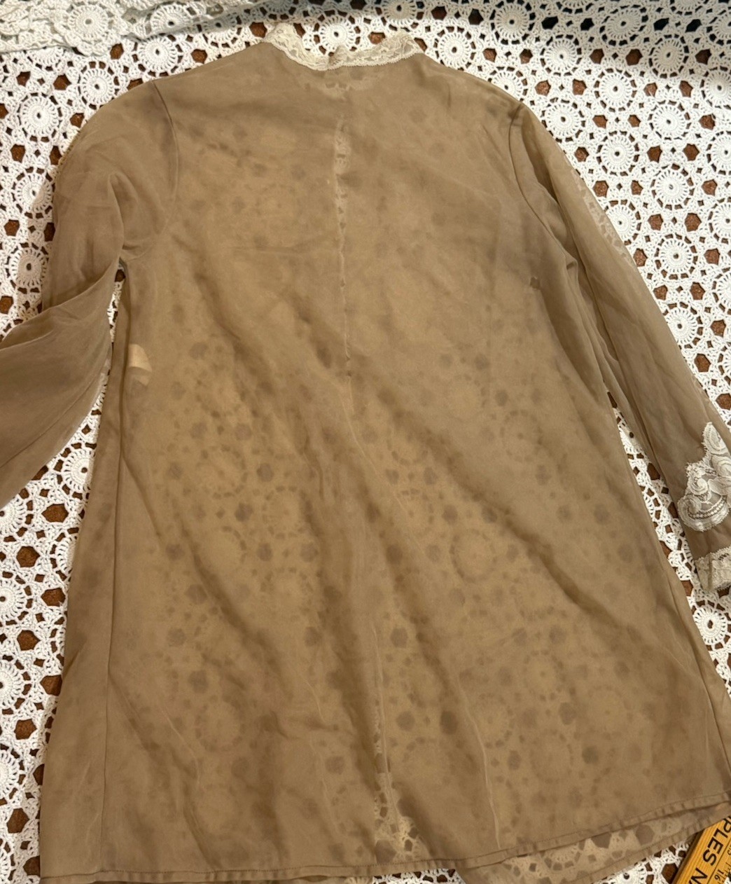 Vtg 60s 70s Gilead Sexy Nylon Lace peignoir Sheer Coverup Romantic Lounge As Is