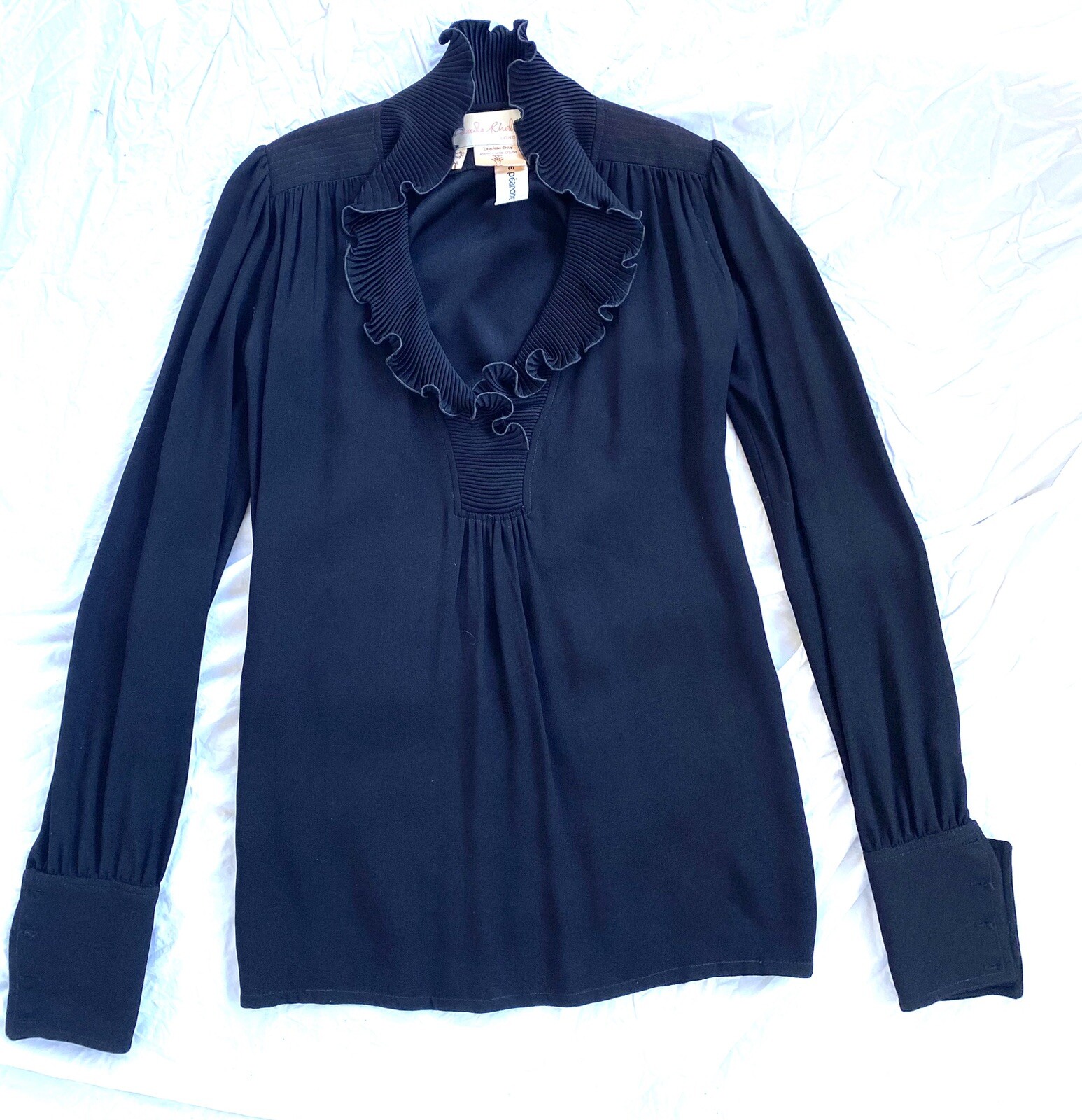 Zandra Rhodes Vintage 1970s Squiggle Ruffle Pleated Collar
