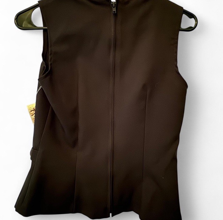 Vintage Alyn Paige 90s Black Sleeveless Vest style Top , zip back size 3/4